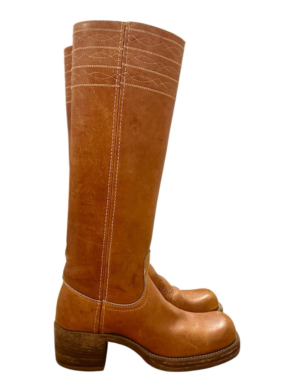 Vintage Frye Black Label Campus 14L Boots Cognac Brown Made in USA Size 5.5 B